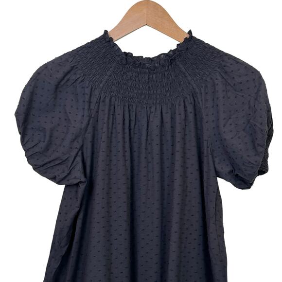 Hill House Home Size Medium Black Swiss Dot The Caroline Nap Dress Midi Smocked - Picture 5 of 8